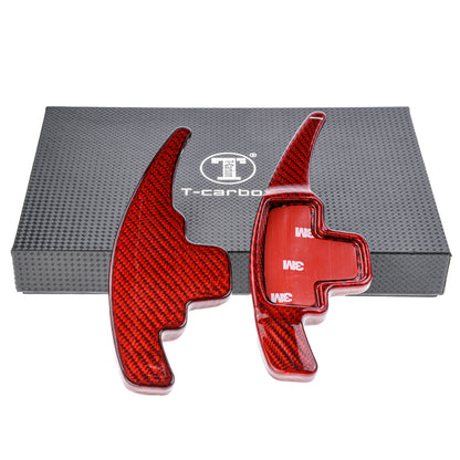 T CARBON ECHT Schaltwippen ROT kompatibel mit Mercedes Benz A-Klasse W176 W177 15-23 Schaltpaddel Paddel Aufsatz Drucktaster Wippenschalter