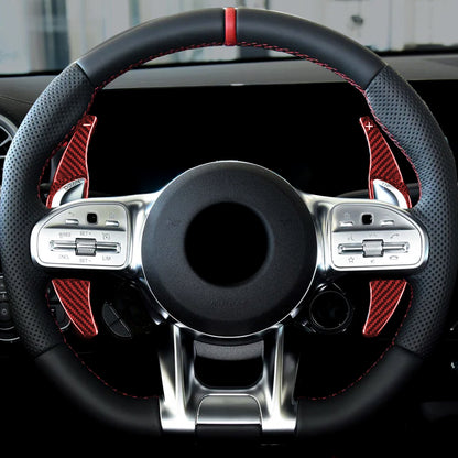 T CARBON ECHT Schaltwippen Black kompatibel mit Mercedes Benz C-Klasse W204 C204 S204 11-14 Schaltpaddel Paddel Aufsatz Drucktaster Wippenschalter