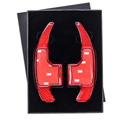 T CARBON ECHT Schaltwippen ROT kompatibel mit FORD MUSTANG VI S550 14-23 Lenkrad Paddle Schaltpaddel Paddel Aufsatz Drucktaster Wippenschalter