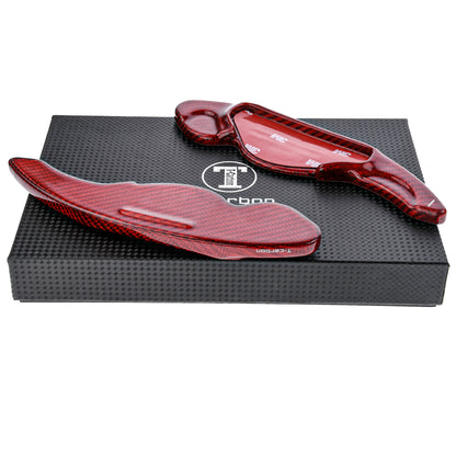 T CARBON ECHT Schaltwippen ROT kompatibel mit Jaguar F-Pace X761 16-25 F-Type 13-24 Schaltpaddel Paddel Aufsatz Drucktaster Wippenschalter