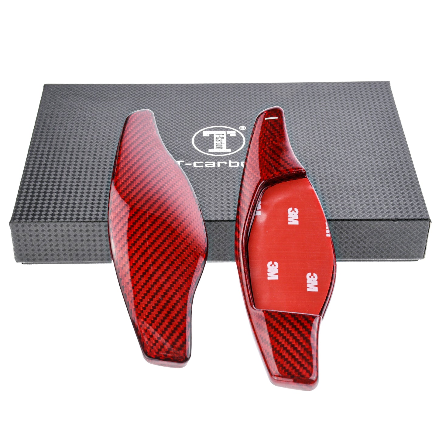 T CARBON ECHT Schaltwippen Aufsatz ROT kompatibel mit AUDI RS Q3 F3 RS Q8 4M AB 2019 Schaltpaddel Paddel Aufsatz Drucktaster Wippenschalter