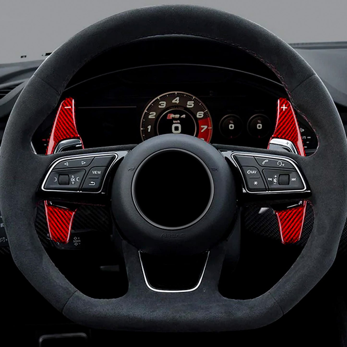 T CARBON ECHT Schaltwippen Aufsatz ROT kompatibel mit AUDI RS Q3 F3 RS Q8 4M AB 2019 Schaltpaddel Paddel Aufsatz Drucktaster Wippenschalter