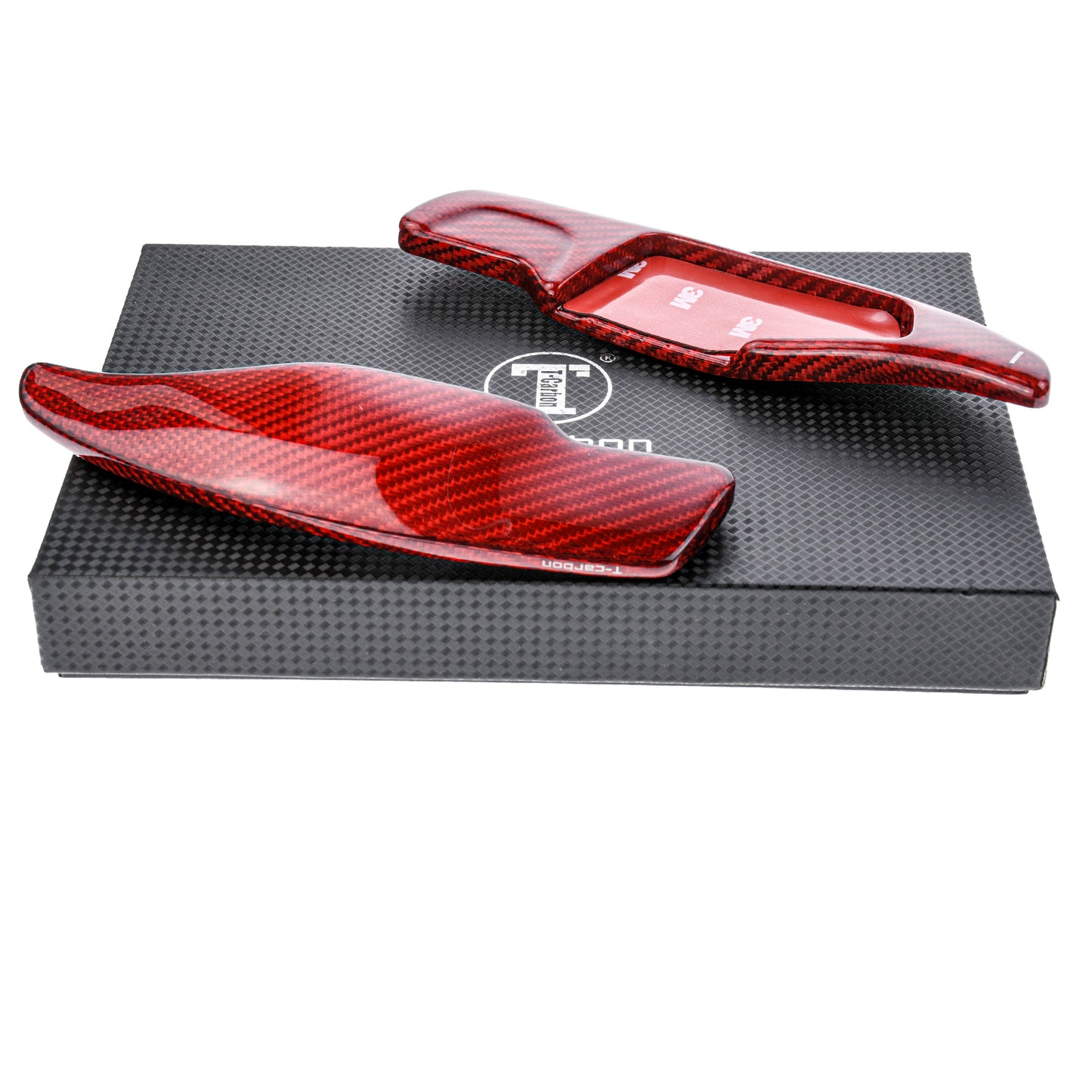 T CARBON ECHT Schaltwippen ROT kompatibel mit BMW 1er F40 X6 X6M G06 F96 AB 2019 Schaltpaddel Paddel Aufsatz Drucktaster Wippenschalter