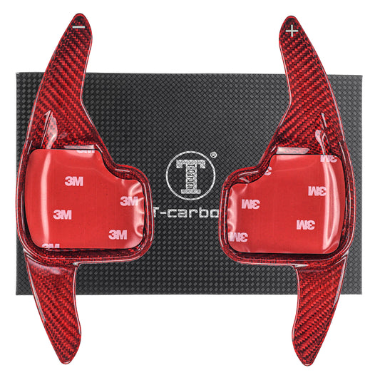 T CARBON ECHT Schaltwippen ROT kompatibel mit BMW 2er Active Tourer F45 14-21 Schaltpaddel Paddel Aufsatz Drucktaster Wippenschalter