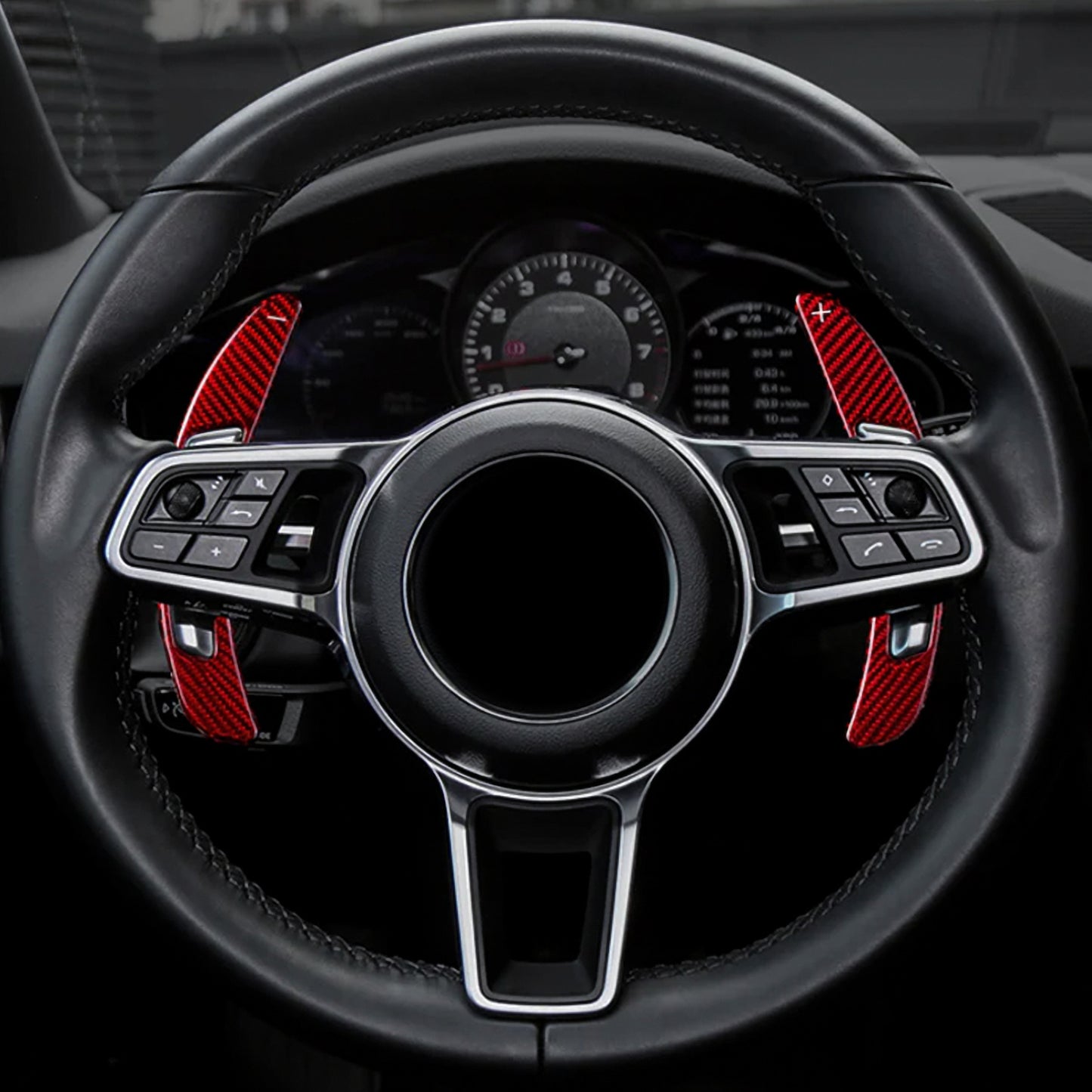 T CARBON ECHT Schaltwippen ROT kompatibel mit Porsche 718 BOXSTER T S GTS GT4 982 2016-2025 Schaltpaddel Paddel Aufsatz Drucktaster Wippenschalter