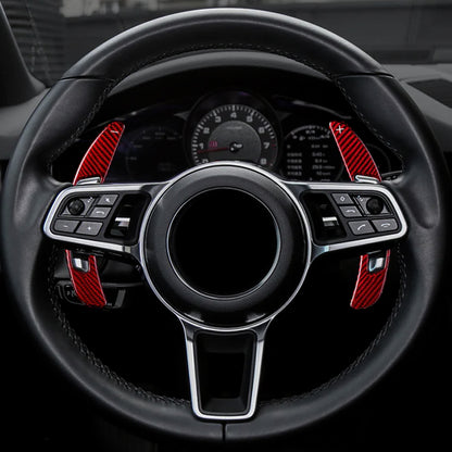 T CARBON ECHT Schaltwippen ROT kompatibel mit Porsche 718 BOXSTER T S GTS GT4 982 2016-2025 Schaltpaddel Paddel Aufsatz Drucktaster Wippenschalter