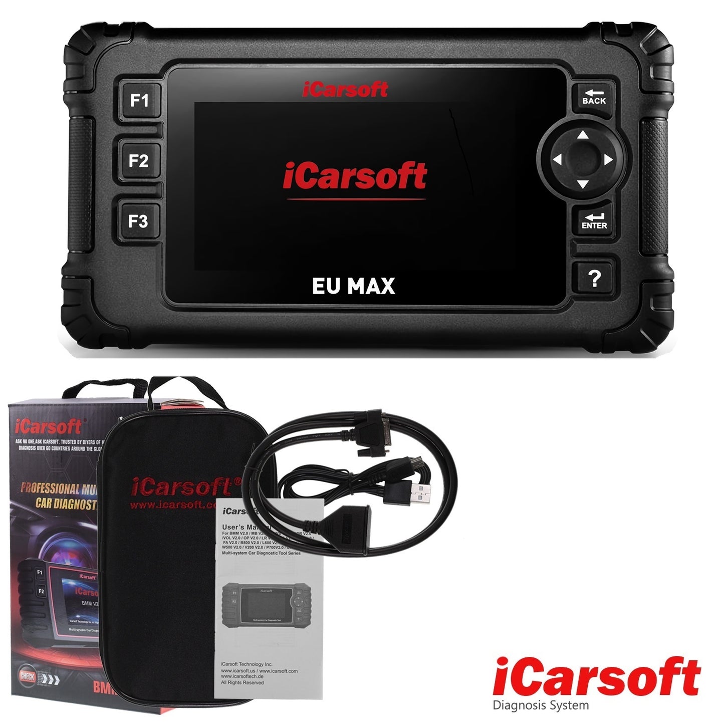 DIAGNOSEGERÄT iCARSOFT EU MAX OBD-2 Scanner für europäische Fahrzeugmarken + kostenlose Updates