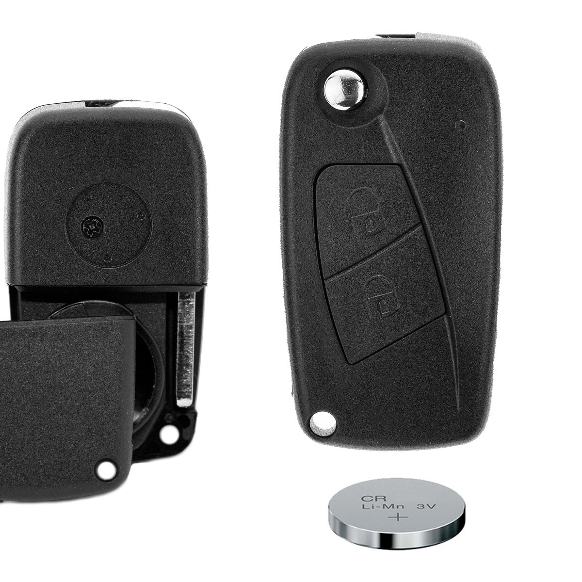 Klapp Schlüssel Gehäuse Funkschlüssel Fernbedienung Autoschlüssel 2 Tasten Rohling SIP22 + Batterie kompatibel mit FIAT/Iveco/Lancia/Peugeot/Citroen