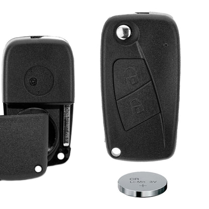 Klapp Schlüssel Gehäuse Funkschlüssel Fernbedienung Autoschlüssel 2 Tasten Rohling SIP22 + Batterie kompatibel mit FIAT/Iveco/Lancia/Peugeot/Citroen