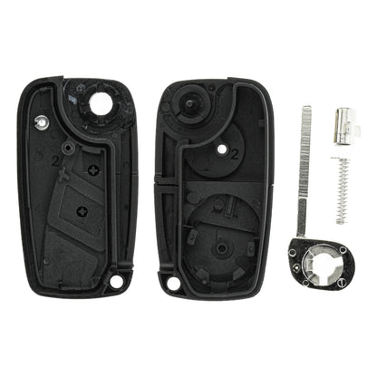 Klapp Schlüssel Gehäuse Funkschlüssel Fernbedienung Autoschlüssel 2 Tasten Rohling SIP22 + Batterie kompatibel mit FIAT/Iveco/Lancia/Peugeot/Citroen