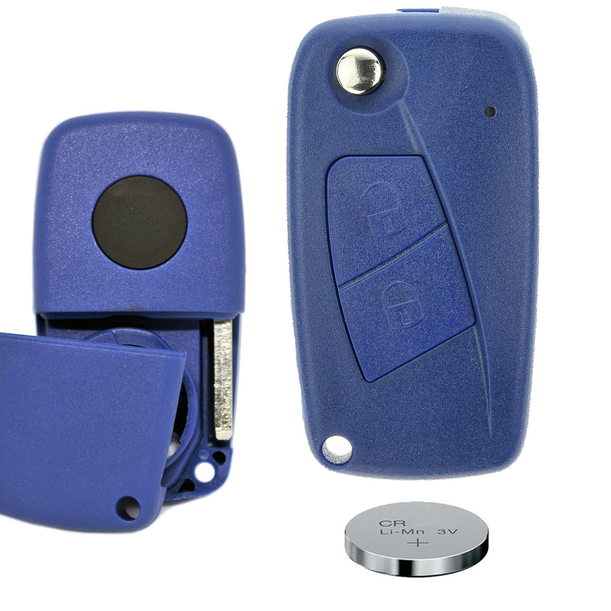 Klapp Schlüssel Gehäuse Fernbedienung Rohling SIP22 kompatibel mit FIAT 2 Tasten + Batterie