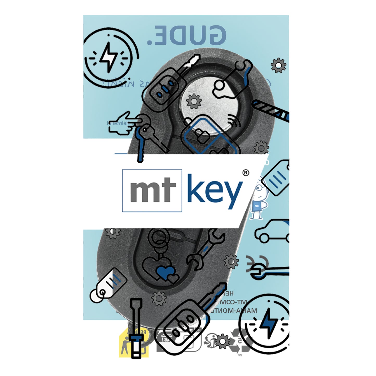 MT-KEY Funk Schlüssel 434MHZ kompatibel mit FIAT 500 Grande Punto Evo Doblo II Citroen Nemo Peugeot Bipper Opel Combo D 433MHZ Klappschlüssel