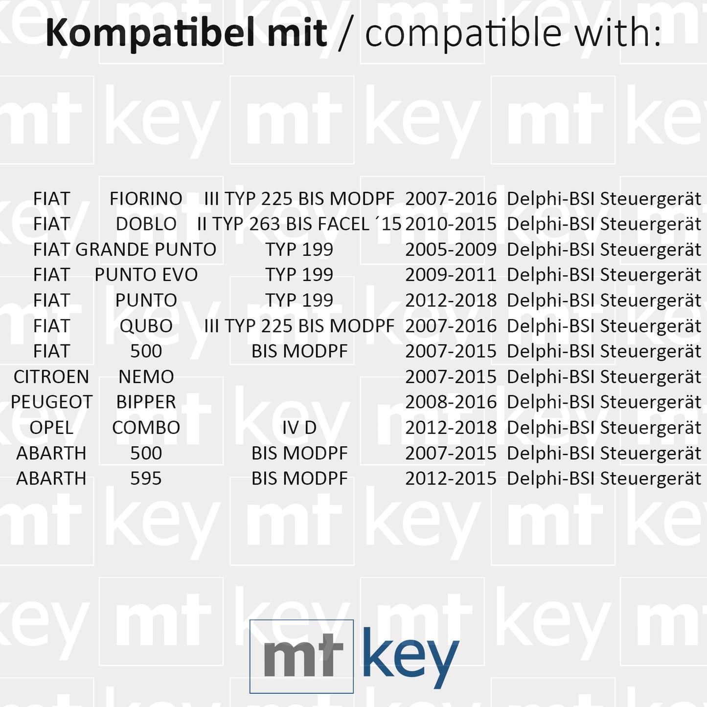MT-KEY Funk Schlüssel 434MHZ kompatibel mit FIAT 500 Grande Punto Evo Doblo II Citroen Nemo Peugeot Bipper Opel Combo D 433MHZ Klappschlüssel