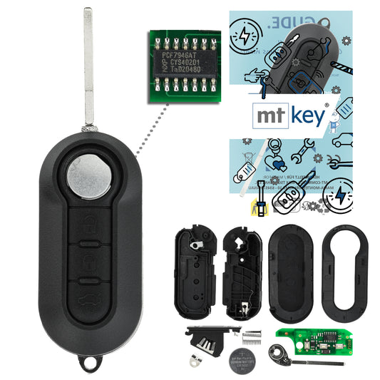 MT-KEY Funk Schlüssel 434MHZ kompatibel mit IVECO Daily V VI Citroen Jumper II Peugeot Boxer II Fiat Ducato III 500L Bravo Lancia Delta Ypsilon Musa