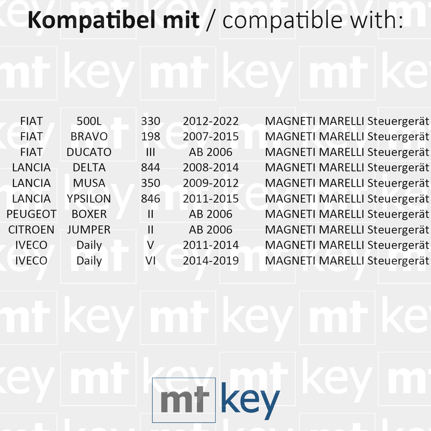 MT-KEY Funk Schlüssel 434MHZ kompatibel mit IVECO Daily V VI Citroen Jumper II Peugeot Boxer II Fiat Ducato III 500L Bravo Lancia Delta Ypsilon Musa