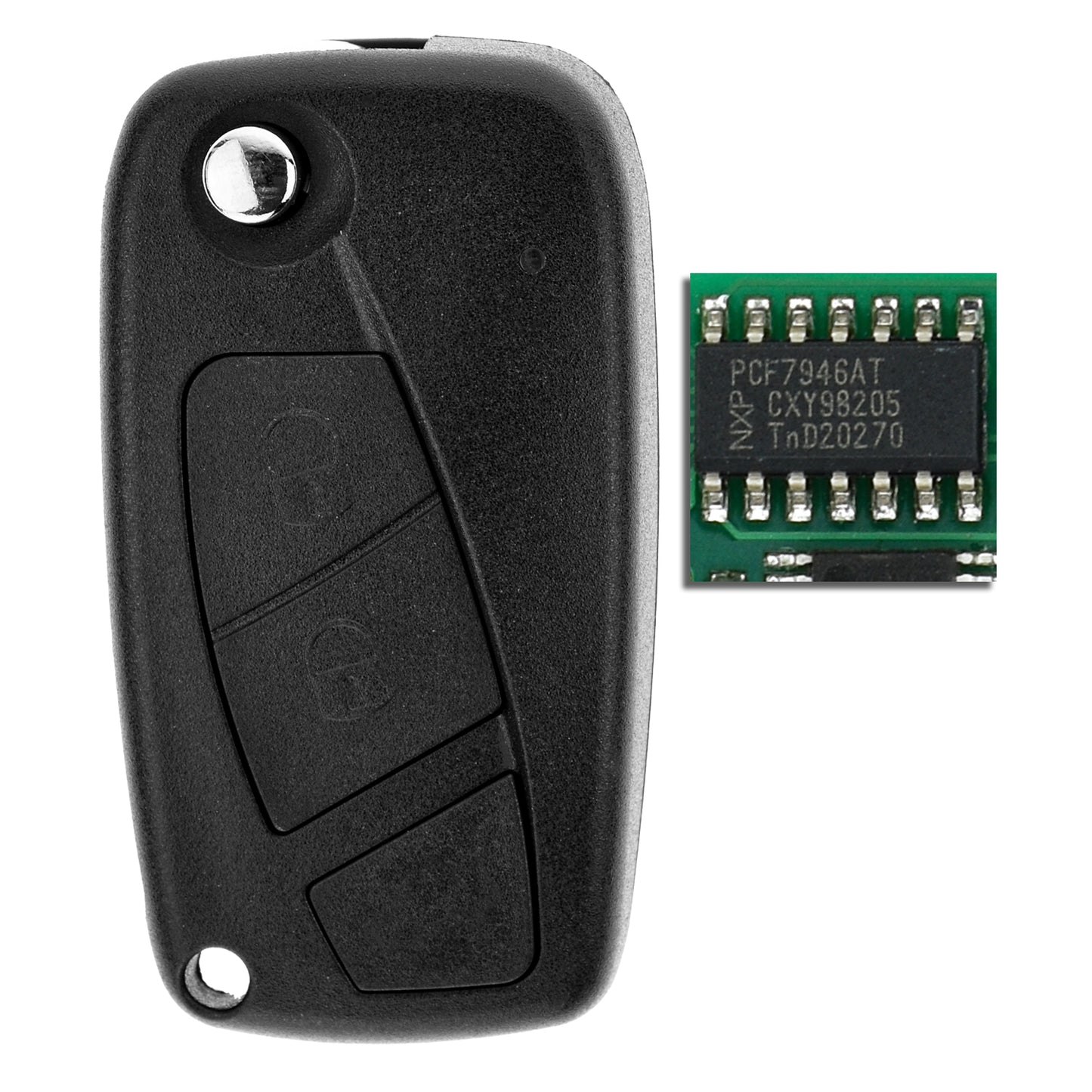 MT-KEY 2 Tasten Funk Schlüssel 434MHZ kompatibel mit Peugeot Bipper Citroen Nemo Opel Combo D Fiat Ducato 3 Panda 3 Stilo Bravo 198 Doblo 2 Qubo 225