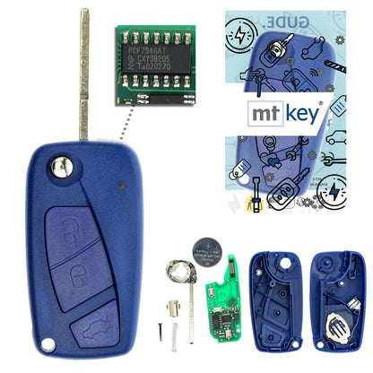 MT-KEY Funk Schlüssel 434MHZ kompatibel mit Citroen Nemo Fiat 500 Bravo Doblo II Ducato III Fiorino Qubo Grande Punto Panda Evo Stilo Opel Combo D IV Peugeot