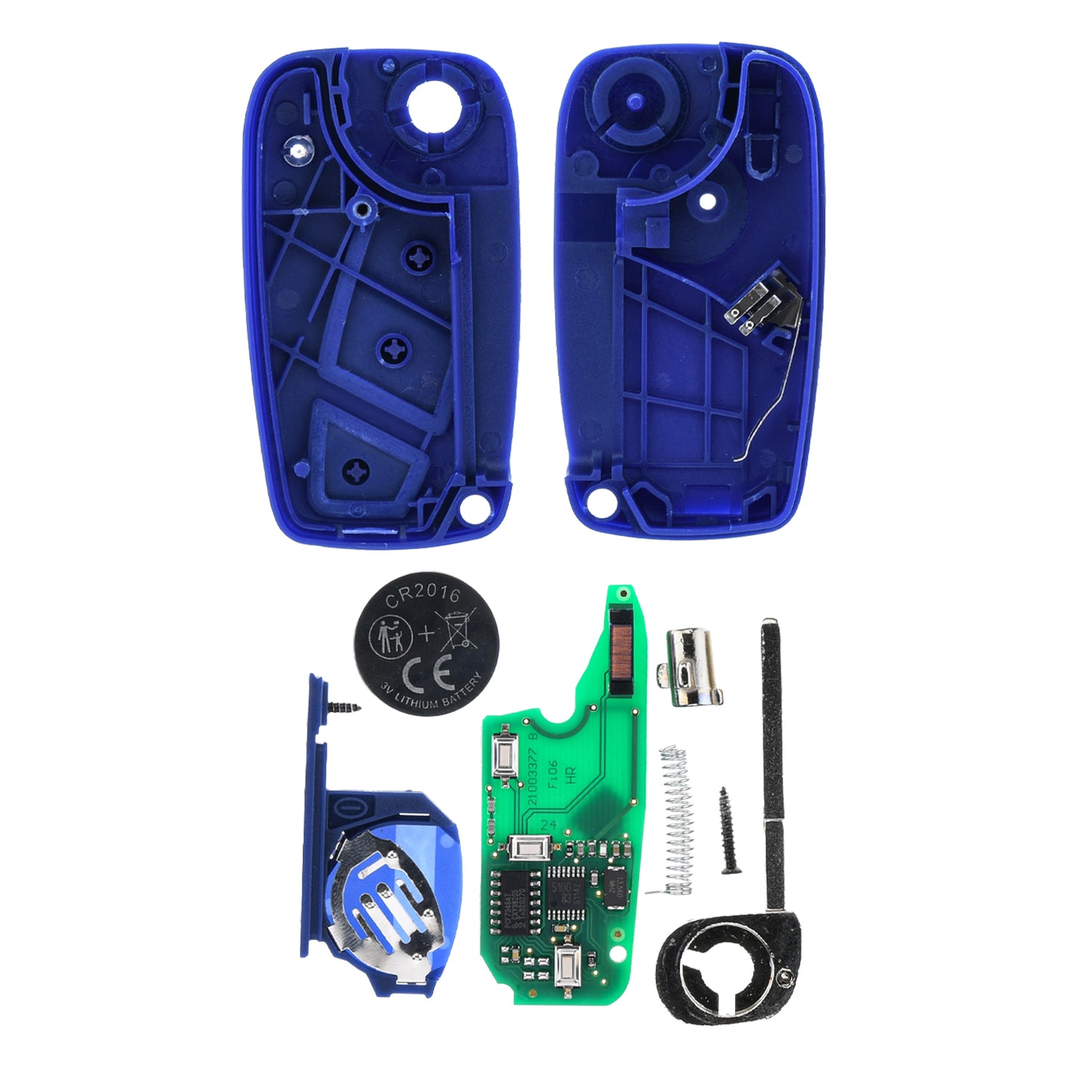 MT-KEY Funk Schlüssel 434MHZ kompatibel mit Peugeot Bipper Opel Combo D Fiat Ducato 250 Panda II III Stilo Bravo 198 Doblo II 433MHZ Klappschlüssel