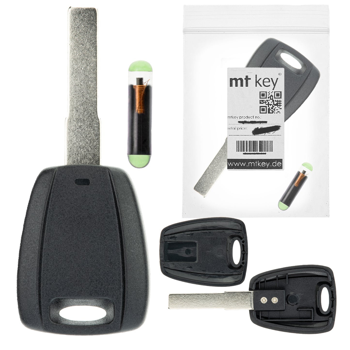 Auto Zünd Schlüssel Rohling Schwarz SIP22 + ID48 Transponder kompatibel mit Alfa Romeo 147 156 932 03-06 GT -10 Fiat Bravo 198 Doblo -11 Doblo 223 Ducato II 244 -08 Idea 03-10 Stilo -08 Peugeot Boxer