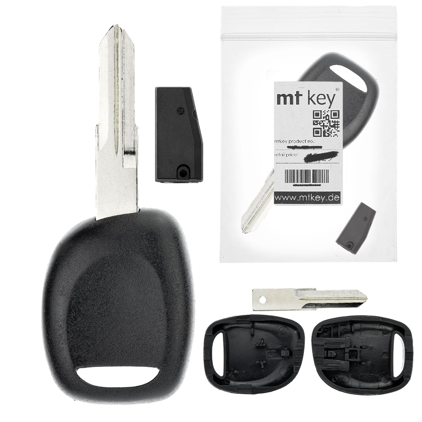 MT-KEY Auto Zünd Schlüssel Rohling VAC102 + ID33 Transponder Wegfahrsperre kompatibel mit Renault Clio I 95-98 Kangoo Kc 97-02 Twingo I 95-01 Laguna I 95-01 Safrane 95-01