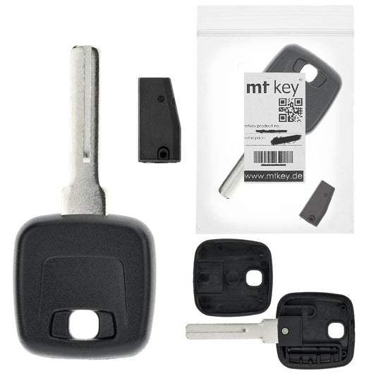 MT-KEY Auto Zünd Schlüssel Rohling NE66 + ID73 Transponder Wegfahrsperre kompatibel mit Volvo V70 I L B80 96-99