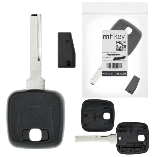 MT-KEY Auto Zünd Schlüssel Rohling HU56 + ID73 Transponder Wegfahrsperre kompatibel mit Mitsubishi Carisma I Da1A 95-99 Volvo S40 Vor Modellpflege 95-99 V40 Vor Modellpflege 95-99