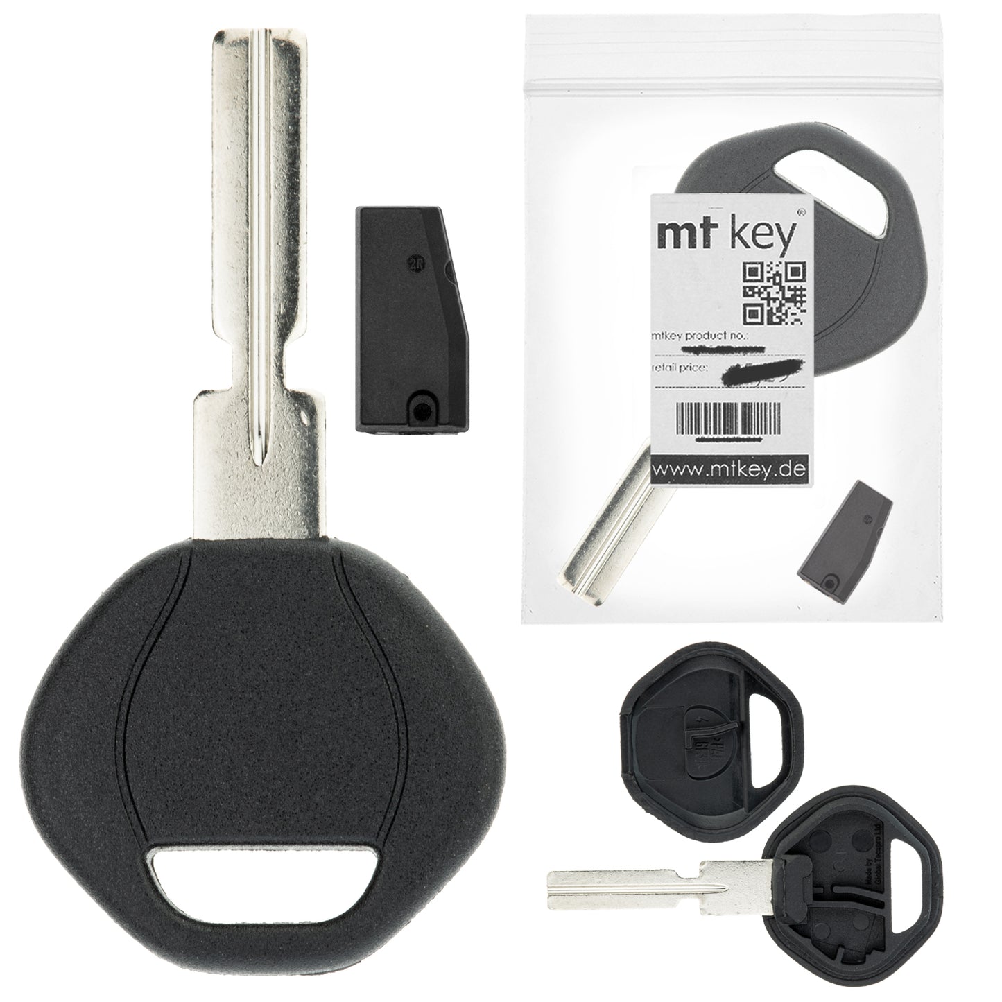 MT-KEY Auto Zünd Schlüssel Rohling HU58 + ID33 Transponder Wegfahrsperre kompatibel mit Bmw 3er E36 E46 95-01 5er E39 96-99 7er E38 95-98 8er E31 96-99 Z3 95-02