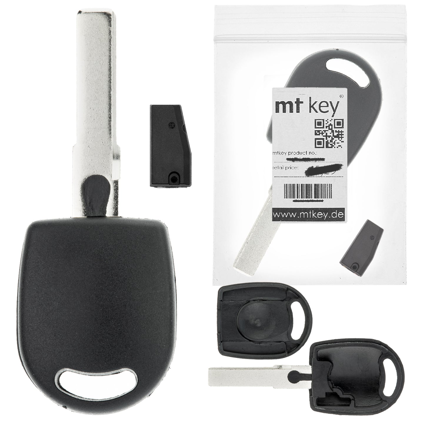 MT-KEY Auto Zünd Schlüssel Rohling HU66 + ID33 Transponder kompatibel mit Ford Galaxy I WGR 95-98 Seat Alhambra I 96-98 Arosa 6H 97-00 Skoda Pick-Up 96-00 Vw MultIVan T4 95-98 Sharan I WGR 95-98