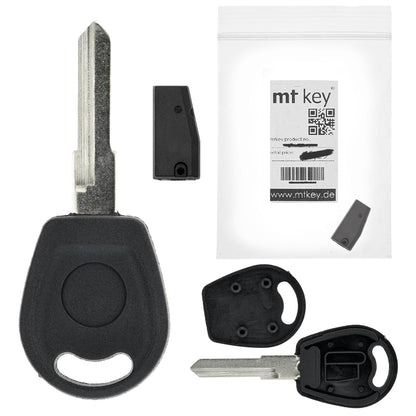 MT-KEY Auto Zünd Schlüssel Rohling HU49 + ID33 Transponder kompatibel mit VW Caddy II Golf III 1H 95-98 Golf III Cabrio 1H Passat III B3 95-98 Polo III 6N 95-99 Transporter T4 7D 95-98 Vento 1H2 95-98