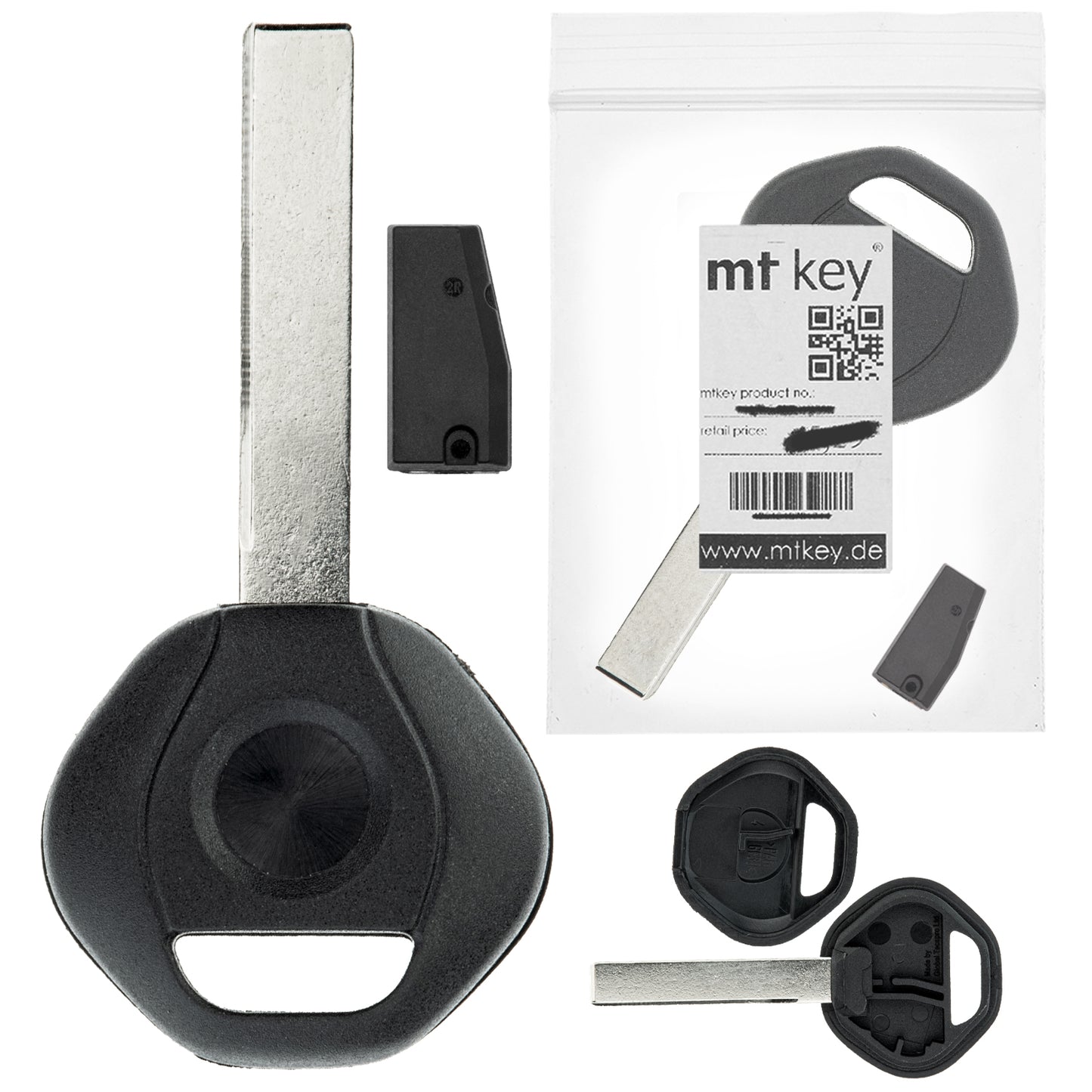 MT-KEY Auto Zünd Schlüssel Rohling HU92 + ID44 Transponder Wegfahrsperre kompatibel mit Land Rover Defender 99-03 Freelander Ln 00-03 Range Rover 96-02