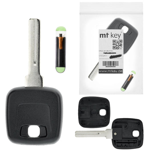 MT-KEY Auto Zünd Schlüssel Rohling NE66 + ID48 Transponder Wegfahrsperre kompatibel mit Volvo S60 P24 00-10 S80 Ts 99-07 Xc70 P2 00-07 Xc90 C 03-15