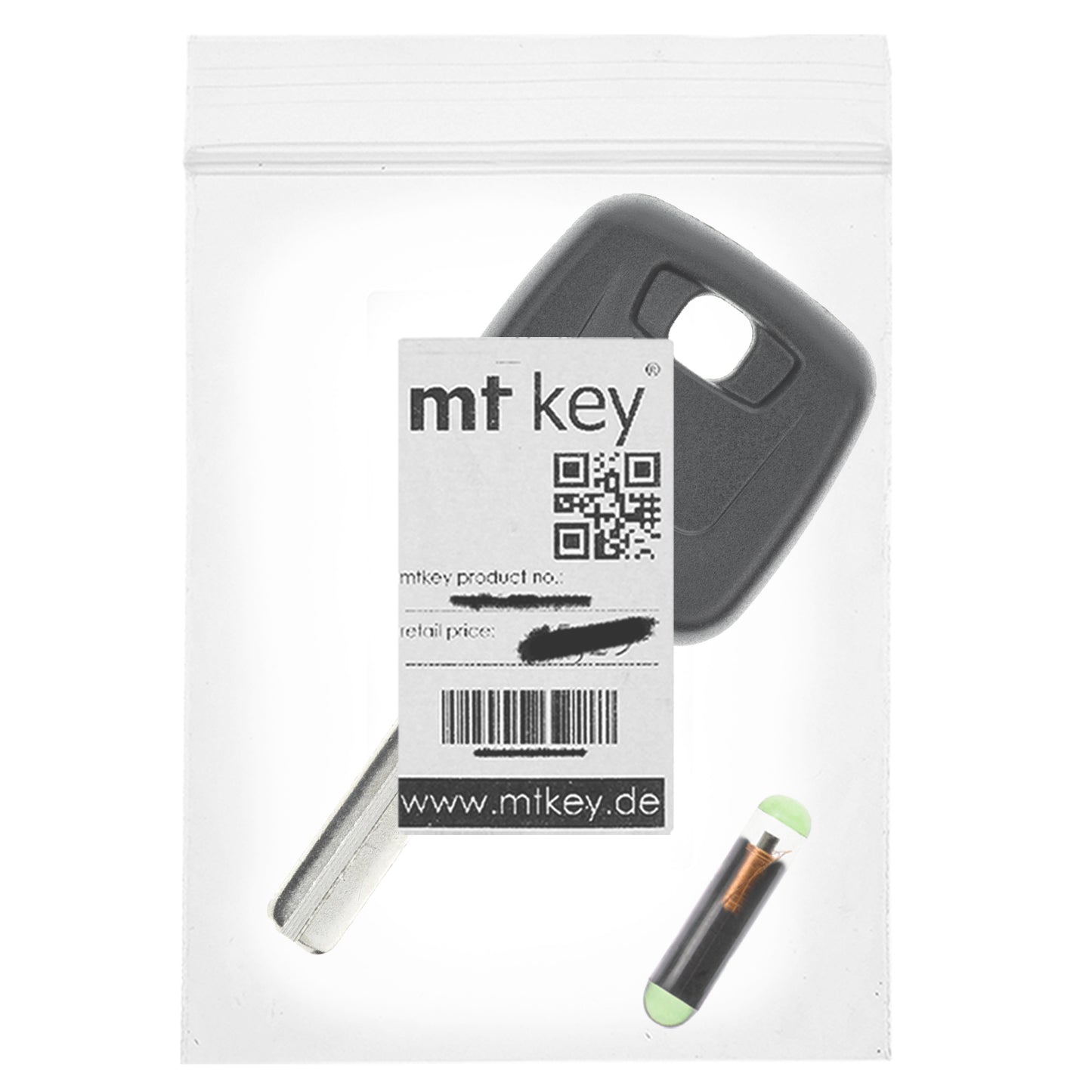 MT-KEY Auto Zünd Schlüssel Rohling NE66 + ID48 Transponder Wegfahrsperre kompatibel mit Volvo S60 P24 00-10 S80 Ts 99-07 Xc70 P2 00-07 Xc90 C 03-15