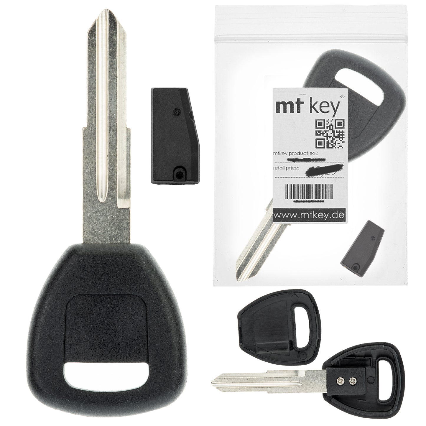 MT-KEY Auto Zünd Schlüssel Rohling HON58R + ID46 Transponder Wegfahrsperre kompatibel mit Acura Rl 05-10 Tl 04-06 Tsx 04-07