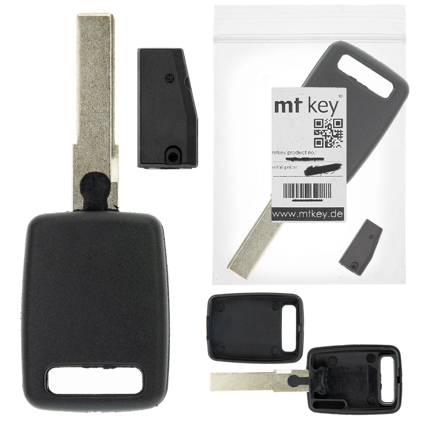 MT-KEY Auto Zünd Schlüssel Rohling HU66 + ID46 Transponder kompatibel mit Audi A8 / S8 D3 4E Ab 2005