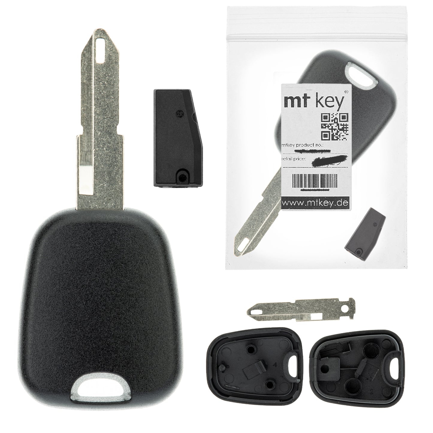 MT-KEY Auto Zünd Schlüssel Rohling NE72 + ID46 Transponder Wegfahrsperre kompatibel mit Dacia Symbol Ab 10 Nissan Primastar 03-14