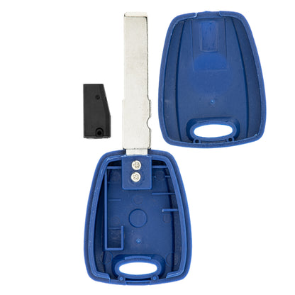 Zünd Schlüssel Rohling Blau + ID46 Transponder kompatibel mit Abarth 500 Alfa Romeo 156 932 156 166 Brera Mito Spider VI 939 Citroen Jumper II 250 Nemo Fiat Doblo Panda II 169 Ford Ka II Iveco Daily V