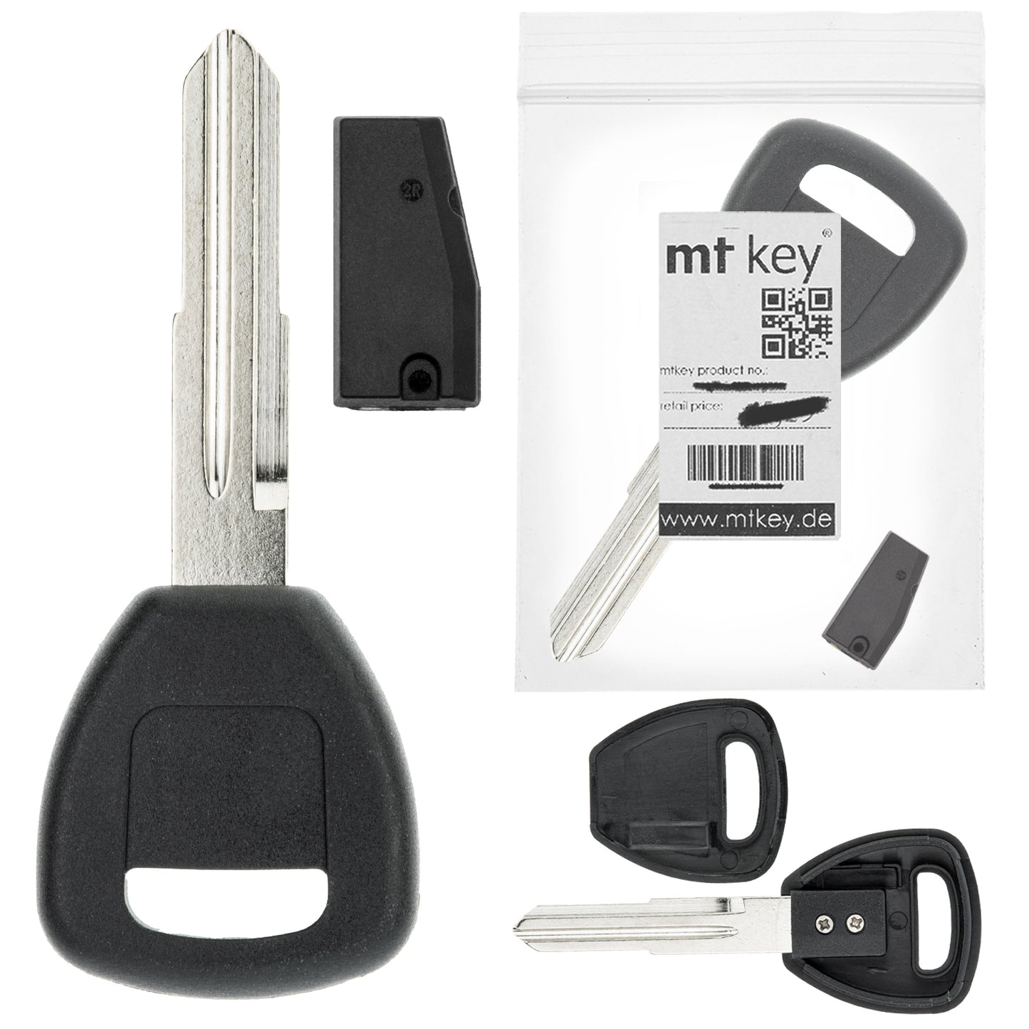 MT-KEY Auto Zünd Schlüssel Rohling HON58R + ID46 Transponder Wegfahrsperre kompatibel mit Honda Gold Wing Ab 01