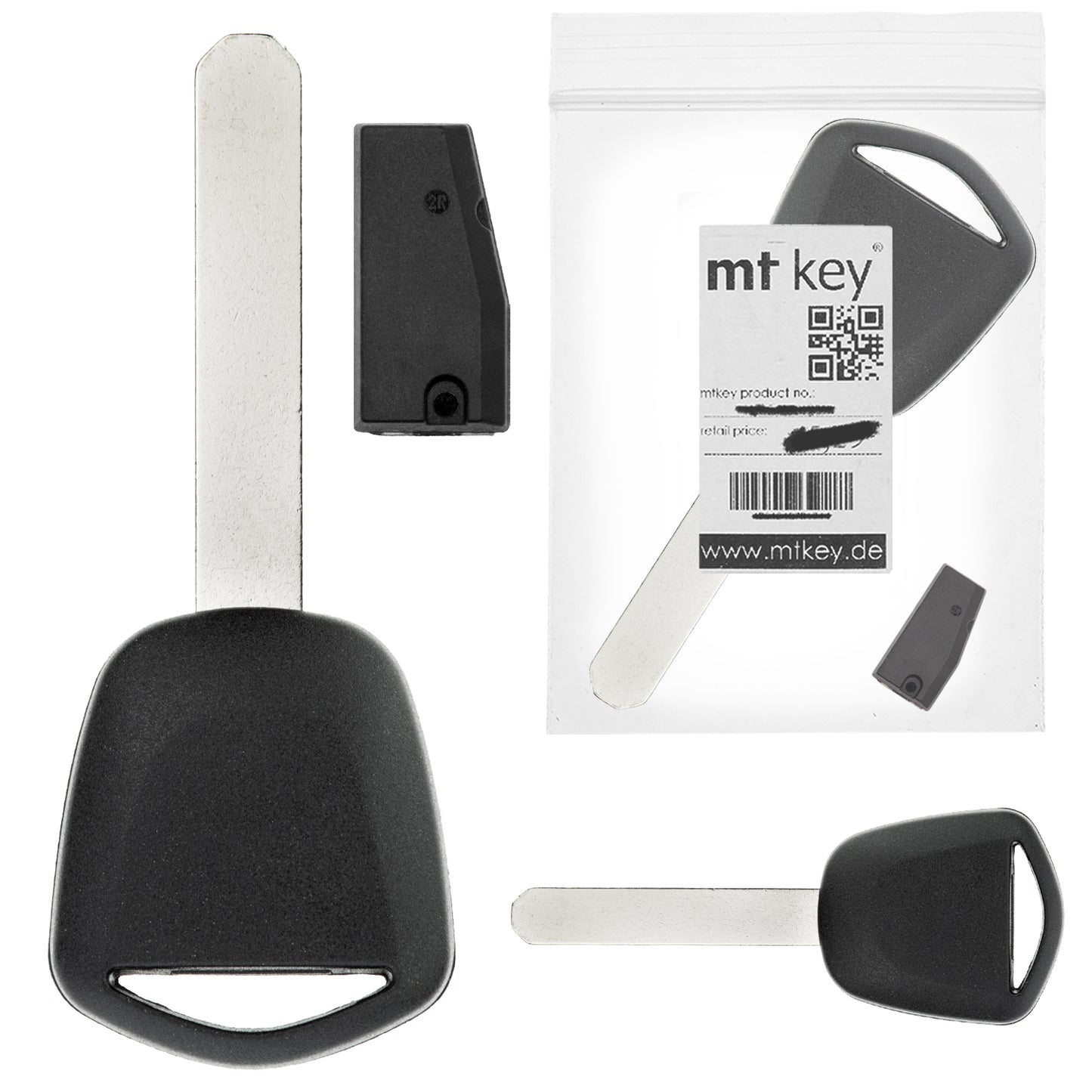 MT-KEY Auto Zünd Schlüssel Rohling HON66 + ID46 Transponder Wegfahrsperre kompatibel mit Acura Csx 06-11 Mdx 07-13 Rdx 07-12 Tl Ab 07 Tsx Ab 07 ZDX 10-12