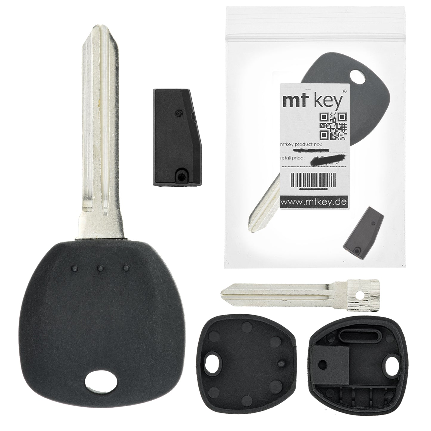 MT-KEY Auto Zünd Schlüssel Rohling HYN14 + ID46 Transponder kompatibel mit Hyundai Elantra IV HD Genesis BK H-1 Bus I10 I PA Imax IX55 EN Santa Fe CM Sonata NF Kia Carens III UN Carnival II Soul I