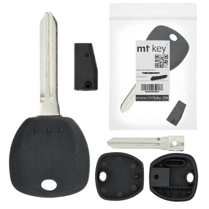 MT-KEY Auto Zünd Schlüssel Rohling HYN14 + ID46 Transponder kompatibel mit Hyundai Elantra IV HD Genesis BK H-1 Bus I10 I PA Imax IX55 EN Santa Fe CM Sonata NF Kia Carens III UN Carnival II Soul I