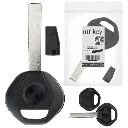 MT-KEY Auto Zünd Schlüssel Rohling HU92 + ID46 Transponder Wegfahrsperre kompatibel mit Bmw 1er E81 E82 E87 E88 04-06 6er E63 E64 04-06