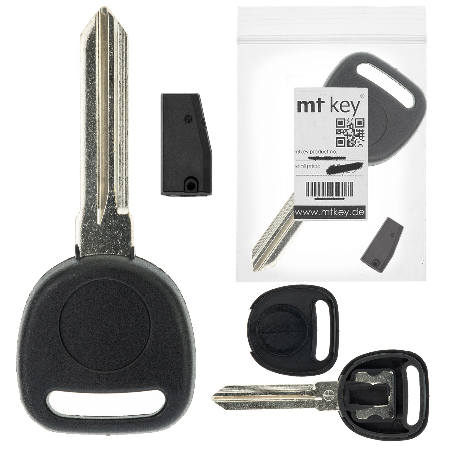 MT-KEY Auto Zünd Schlüssel Rohling B111 + ID46 Transponder Wegfahrsperre kompatibel mit Chevrolet Express 08-19 HHR 05-11 Impala 06-14 Silverado 07-13 Suburban 07-14 Tahoe 07-14 Trailblazer 06-09