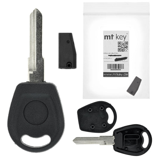 MT-KEY Auto Zünd Schlüssel Rohling HU49 + ID42 Transponder Wegfahrsperre kompatibel mit Vw Caddy II 9Kv 98-00 T4 Transporter 7D 98-01