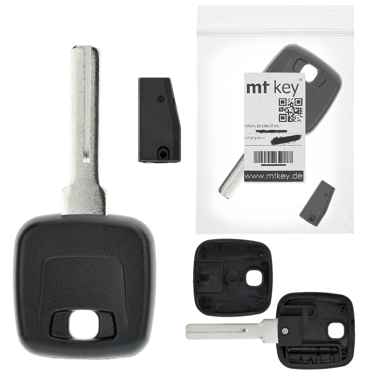 MT-KEY Auto Zünd Schlüssel Rohling NE66 + ID44 4M Transponder Wegfahrsperre kompatibel mit Volvo S80 I Ts 98-00 V70 P80 98-00
