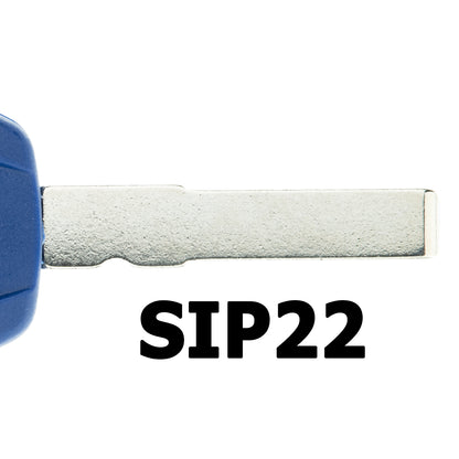 MT-KEY Auto Zünd Schlüssel Rohling Blau SIP22 + ID46 Transponder Wegfahrsperre kompatibel mit Fiat 500 500L Grande Punto 199 Idea Punto Evo 199 09-12 Punto 199 05-18 Qubo III 08-16 Opel Combo D 11-18