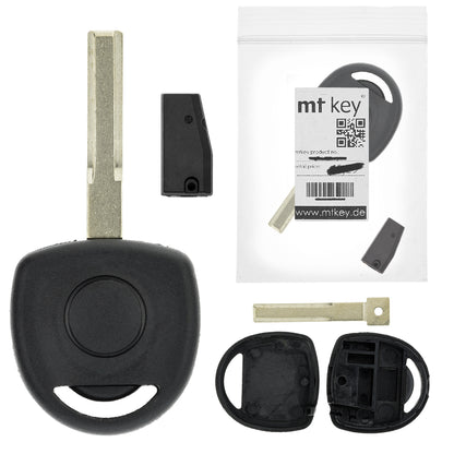 MT-KEY Auto Zünd Schlüssel Rohling HU43 + ID46 Transponder Wegfahrsperre kompatibel mit Opel Signum 03-08 Vectra C 02-08