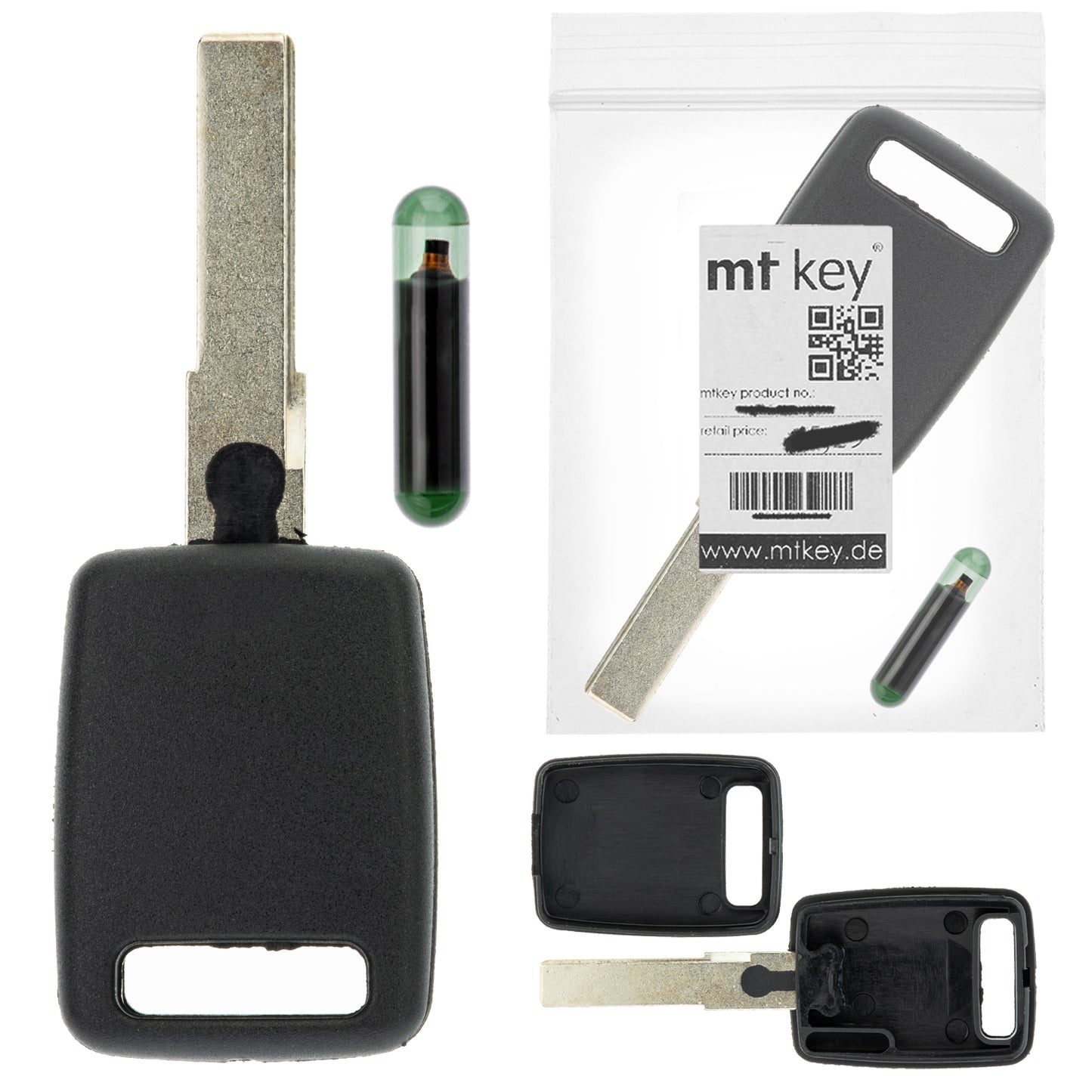 MT-KEY Auto Zünd Schlüssel Rohling HU66 + ID8E Transponder Wegfahrsperre kompatibel mit Audi A6 / S6 (C6 4F) 04-10 Allroad (C6 4F) 04-10 Q7 (4L) 06-15