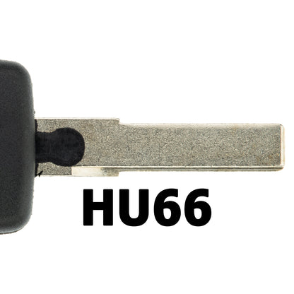 MT-KEY Auto Zünd Schlüssel Rohling HU66 + ID8E Transponder Wegfahrsperre kompatibel mit Audi A6 / S6 (C6 4F) 04-10 Allroad (C6 4F) 04-10 Q7 (4L) 06-15