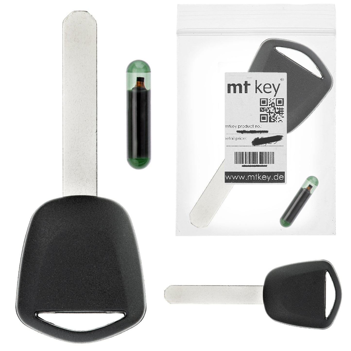 MT-KEY Auto Zünd Schlüssel Rohling HON66 + ID8E Transponder kompatibel mit Honda Accord VII 06-08 Fit 07-08 FR-V Modpf Ab 07 Jazz III Ge 06-08 Legend IV Kb1 Ab 07 S2000 Ap1 06-09 Stepwgn 05-09
