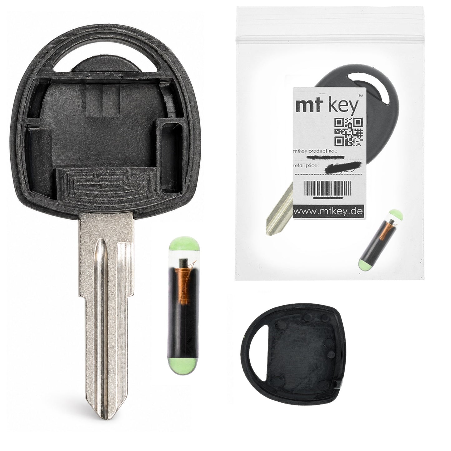 MT-KEY Auto Zünd Schlüssel Rohling GM15 + ID13 Transponder Wegfahrsperre kompatibel mit Isuzu Trooper 96-98 Opel Frontera 96-98